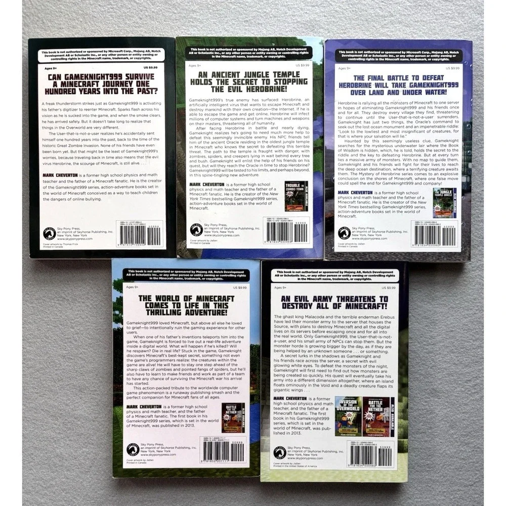 Unofficial Minecraft Books Gameknight999 Birth Mystery Herobrine Lot of 5 EUC